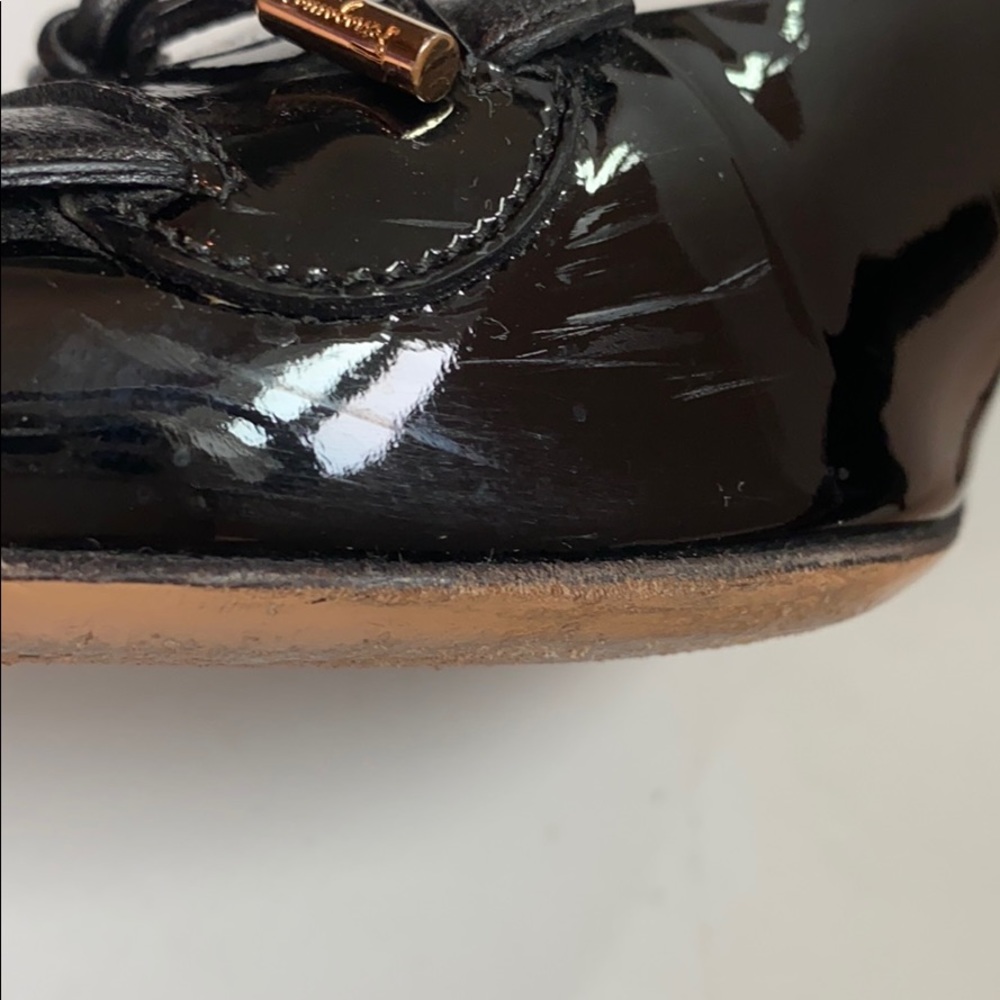 Ferragamo black bow patent kitten heels 8 B - Picture 14 of 16